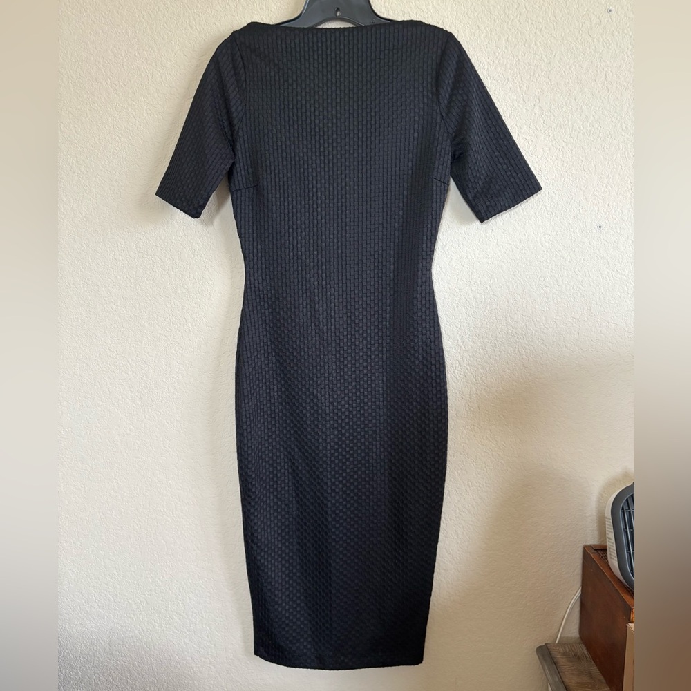 Zara Textured Black Midi Dress